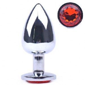 Anal Plug Metallic Large Red Jewel